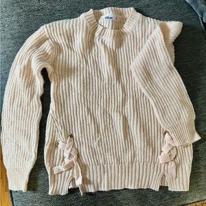 Epic Threads Light Pink Sweater with Ribbon Details